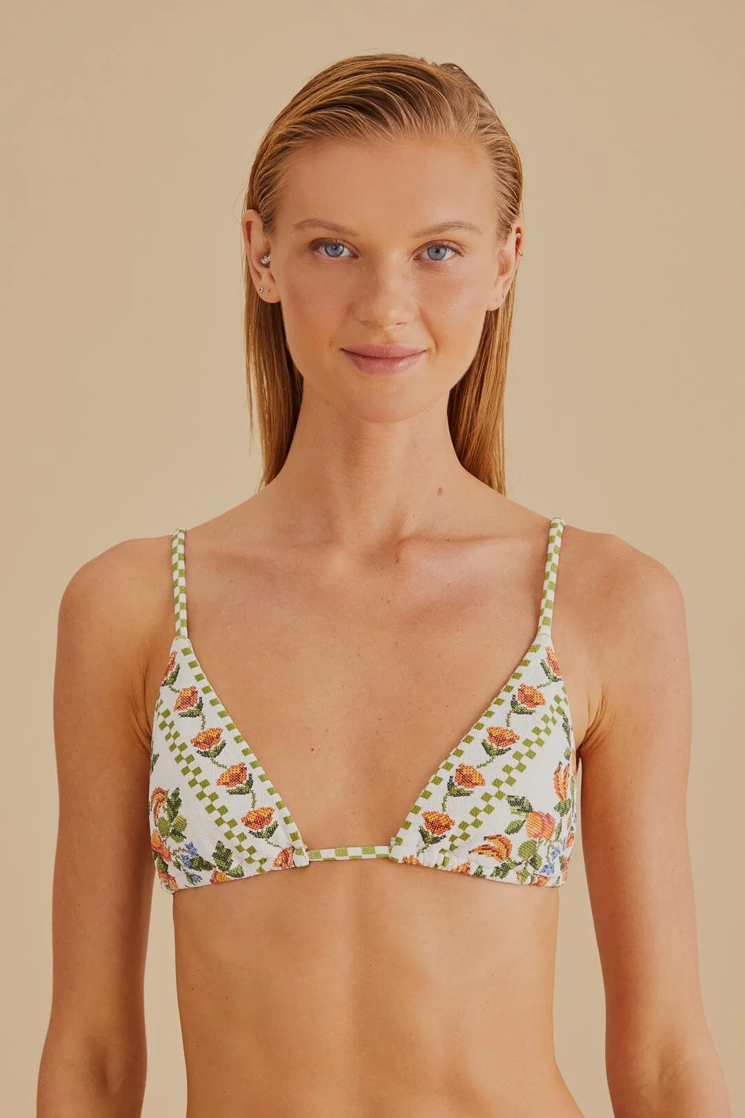 White Banana Vitamin Side Tie Bikini Top TearResistant Material