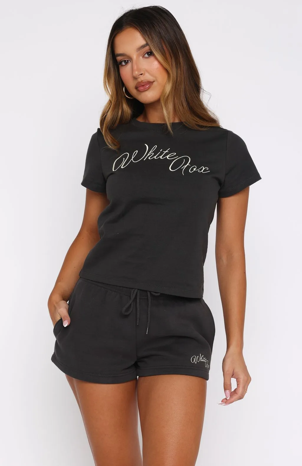 Hidden Storage Compartment Lucky Thirteen Elsa Lounge Shorts Charcoal