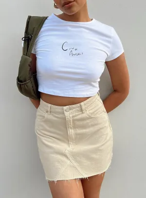 Breezy Fit Clean Outfit Abrand Aline Skirt Washed Ecru