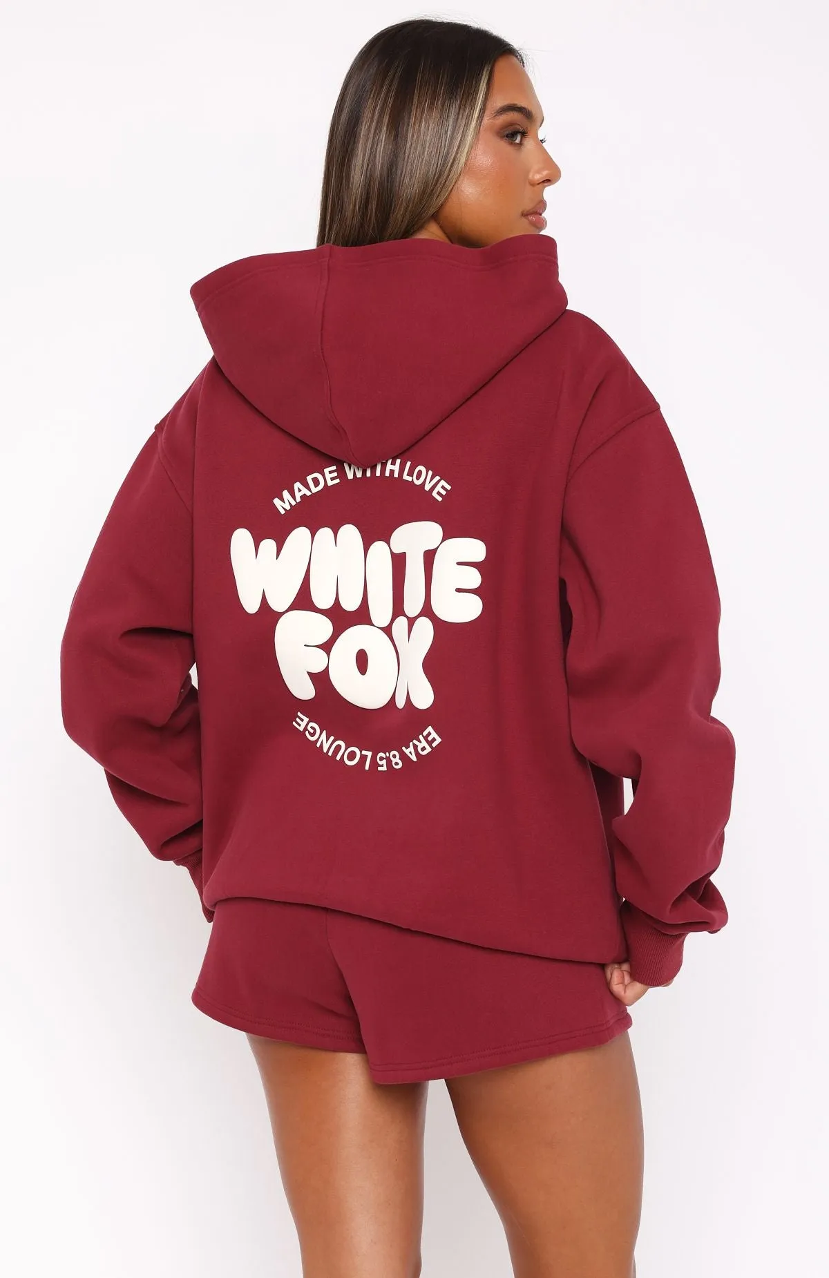 With Love For You Lounge Shorts Burgundy Athletic Cut