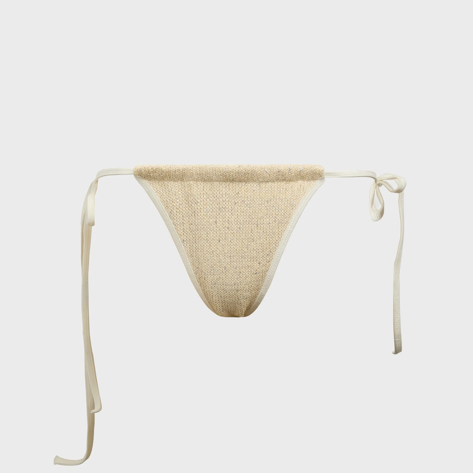 Asta Resort Mia Bikini Bottom - Ivory Sequin Colorfast Fabrication