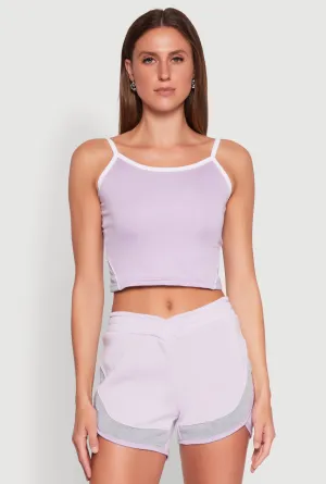 Side Marled Detail Cropped Cami plastic material