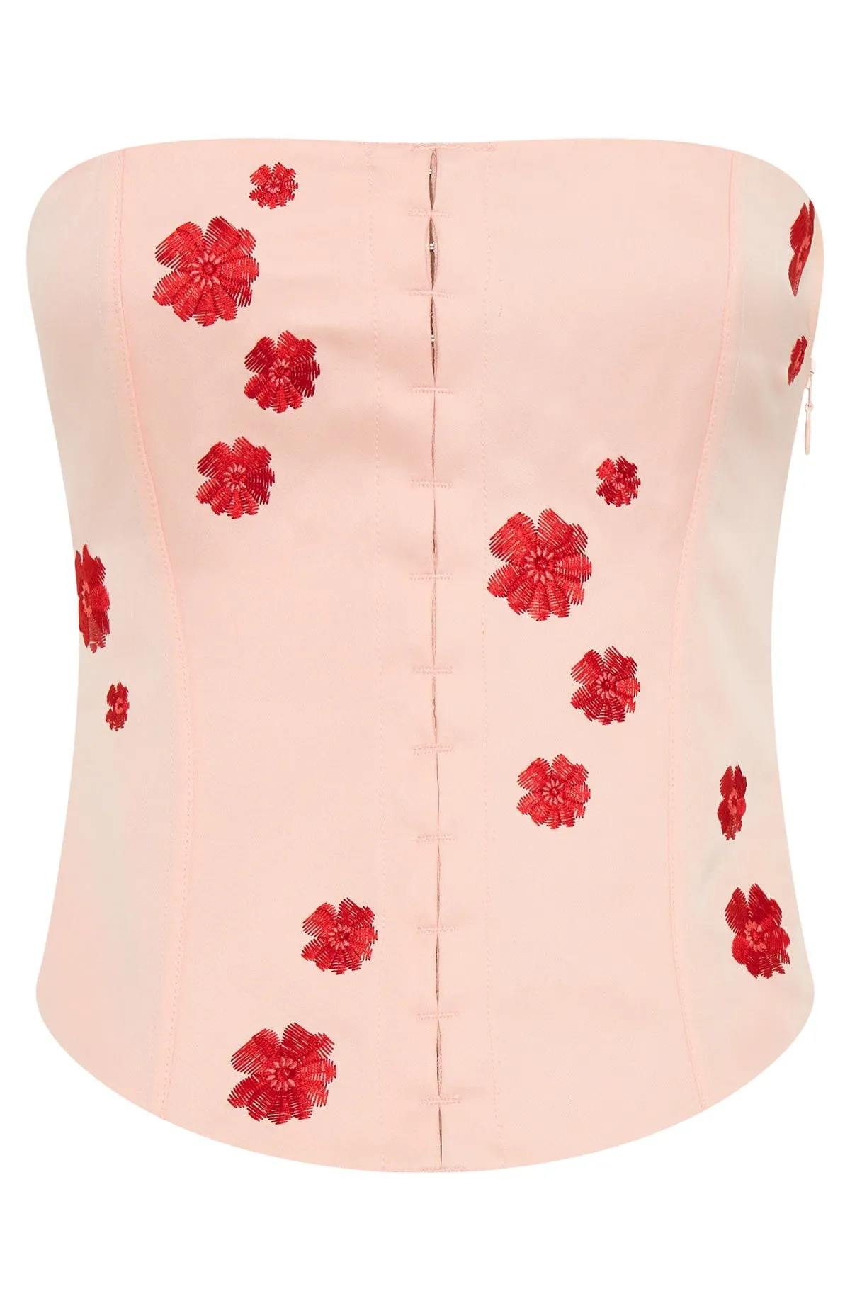 Compact Jacquard Weave AntiPillingTreatment Beyond Me Strapless Embroidered Bustier Pink