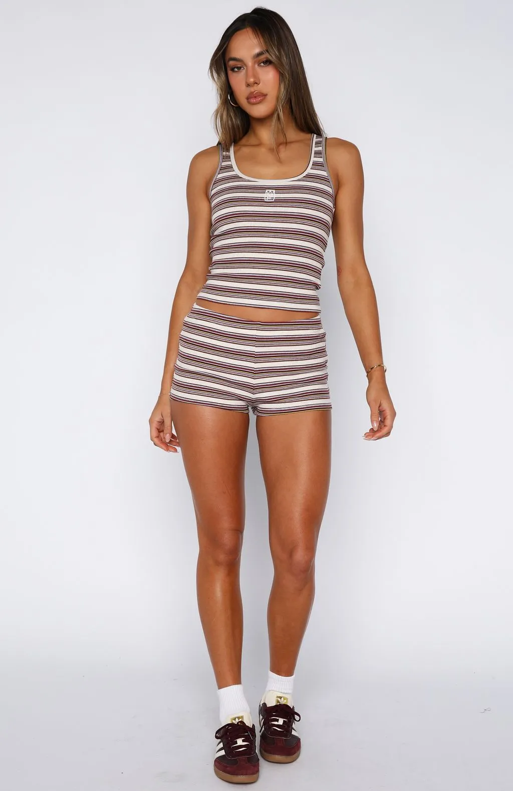 Simple Appeal art industry Escape Mode Booty Shorts Maple Bloom Stripe
