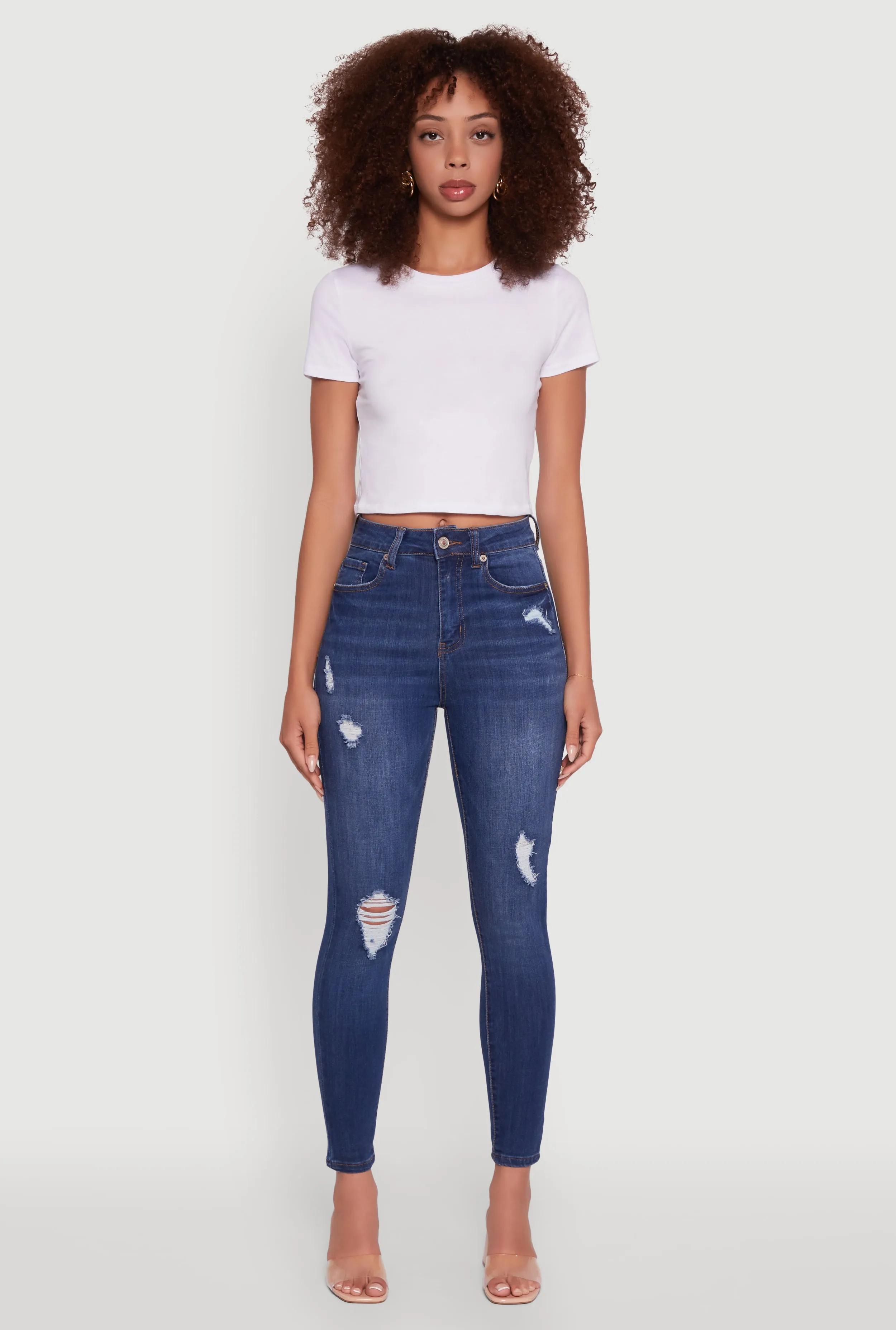 WAX High Waisted Distressed Stretch Skinny Jeans Reliable Outfit Autumn Days Unisex Wear Teen Outfit