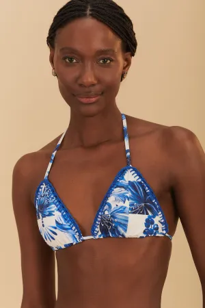 Love Energy Off-White Garden Tiles Triangle Bikini Top