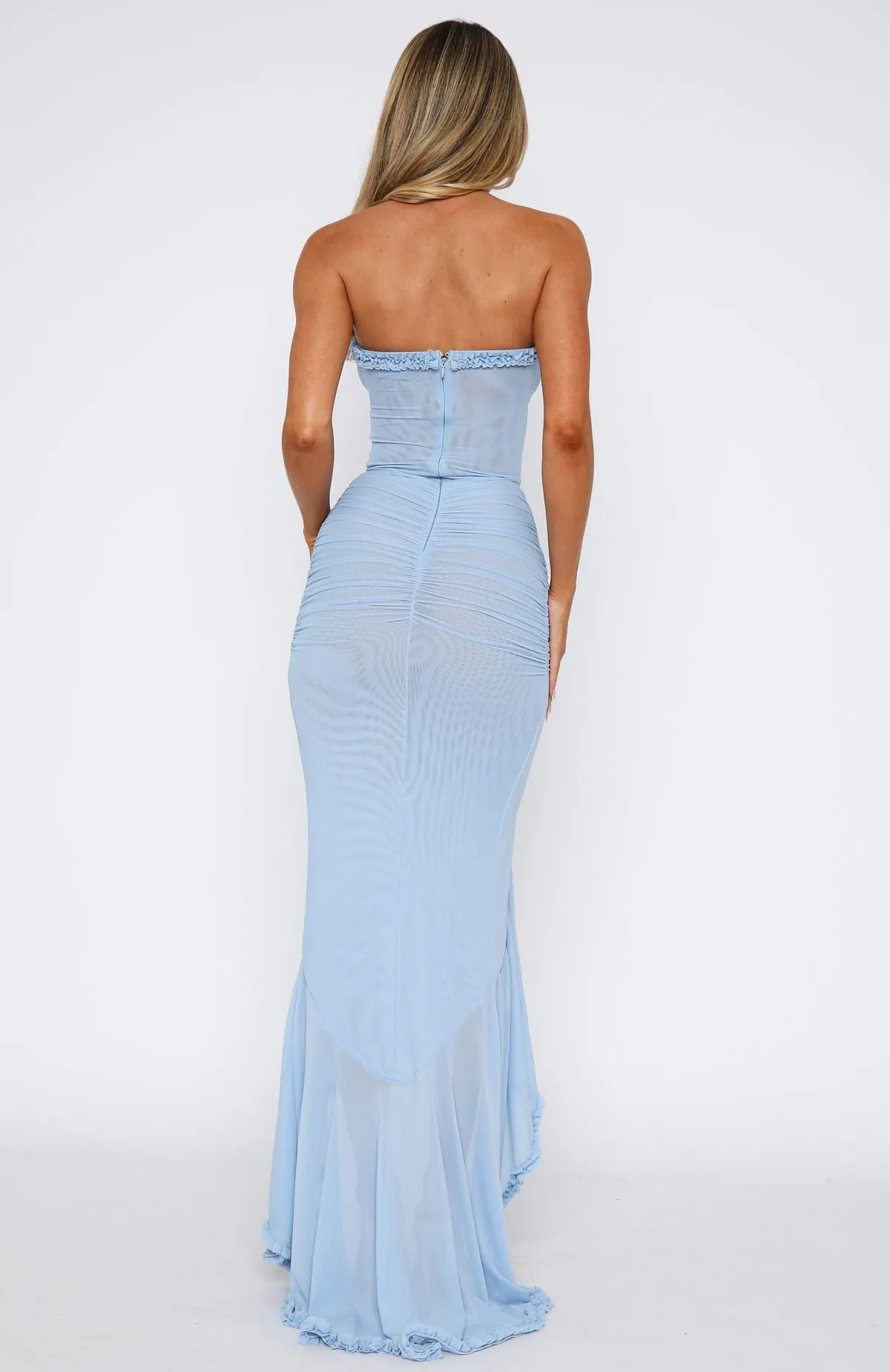 Still Got It Mesh Maxi Dress Sky Blue DoubleLayerReinforcement MachineWashable