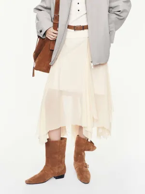 Detail Focus Asymmetrical Hem Flowy Skirt
