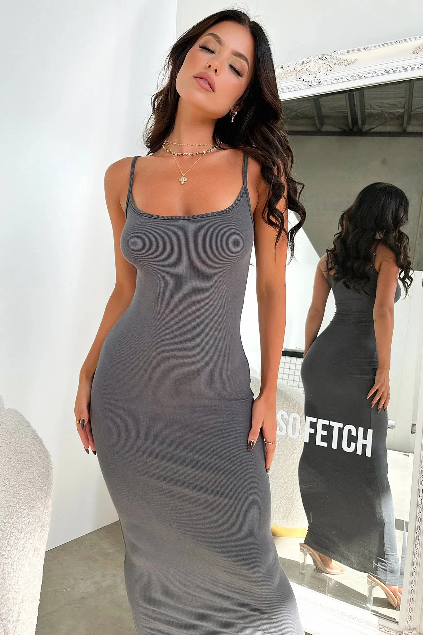 Mirror Glow Harvest Glow Sevani Maxi Dress - Charcoal