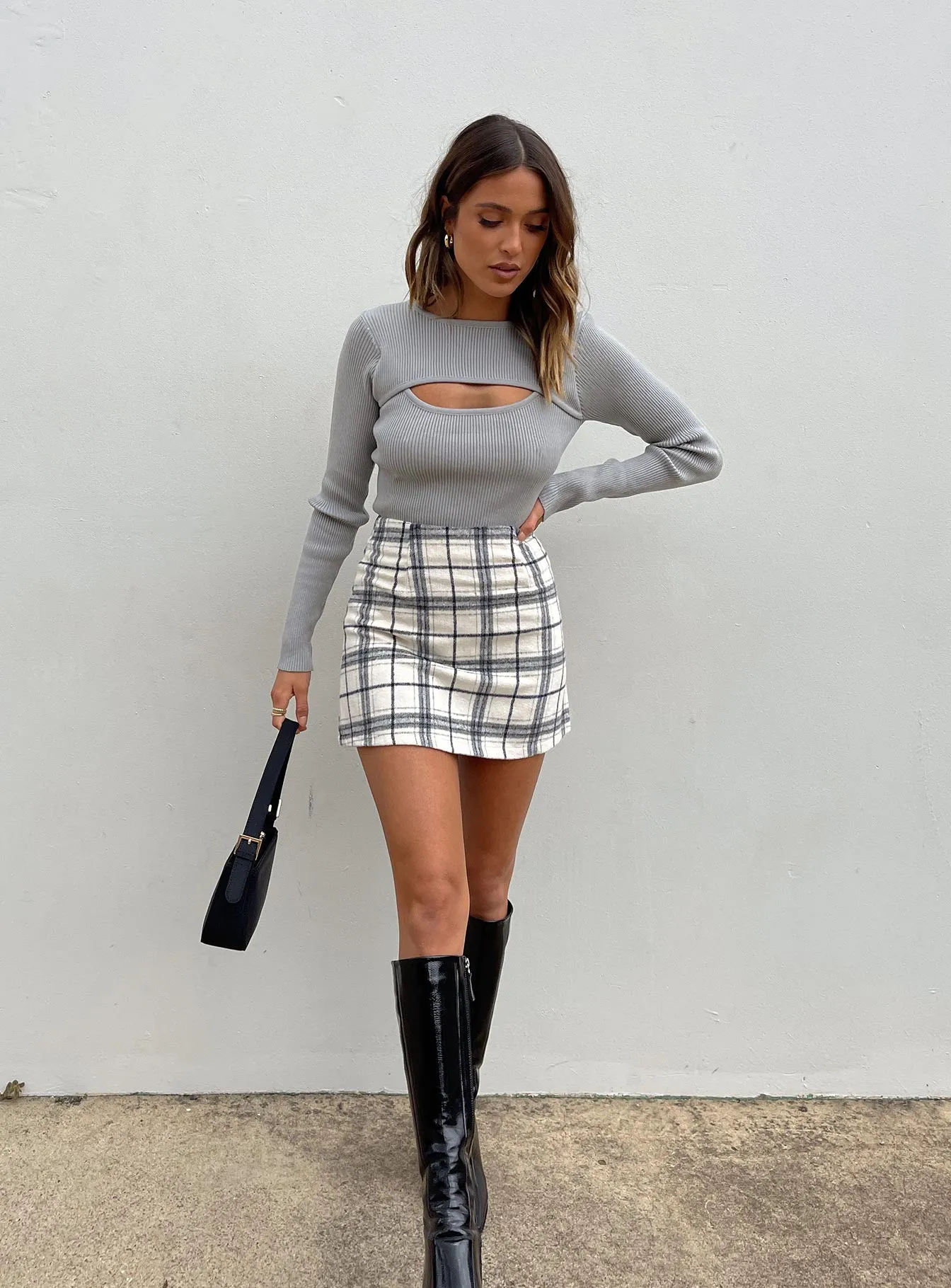 Gracia Mini Skirt Check Modern Details Outfit Flow