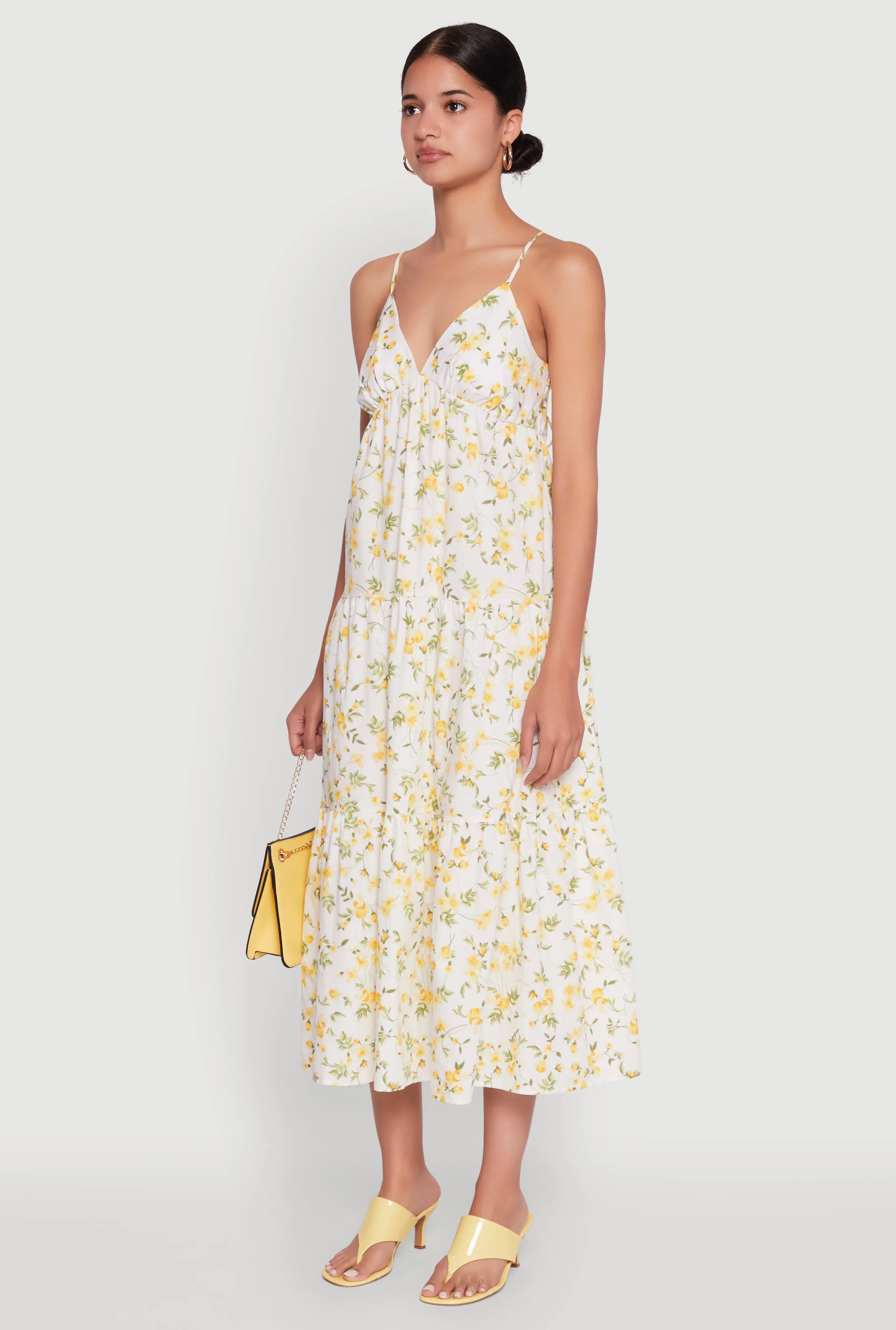Versatile Wardrobe Haute Monde Floral Tiered Midi Dress