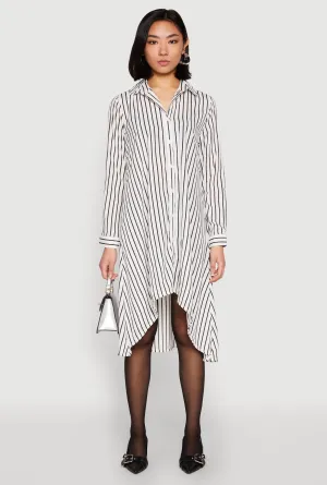 Striped High Low Shirt Dress Season Flow Autumn Leaf