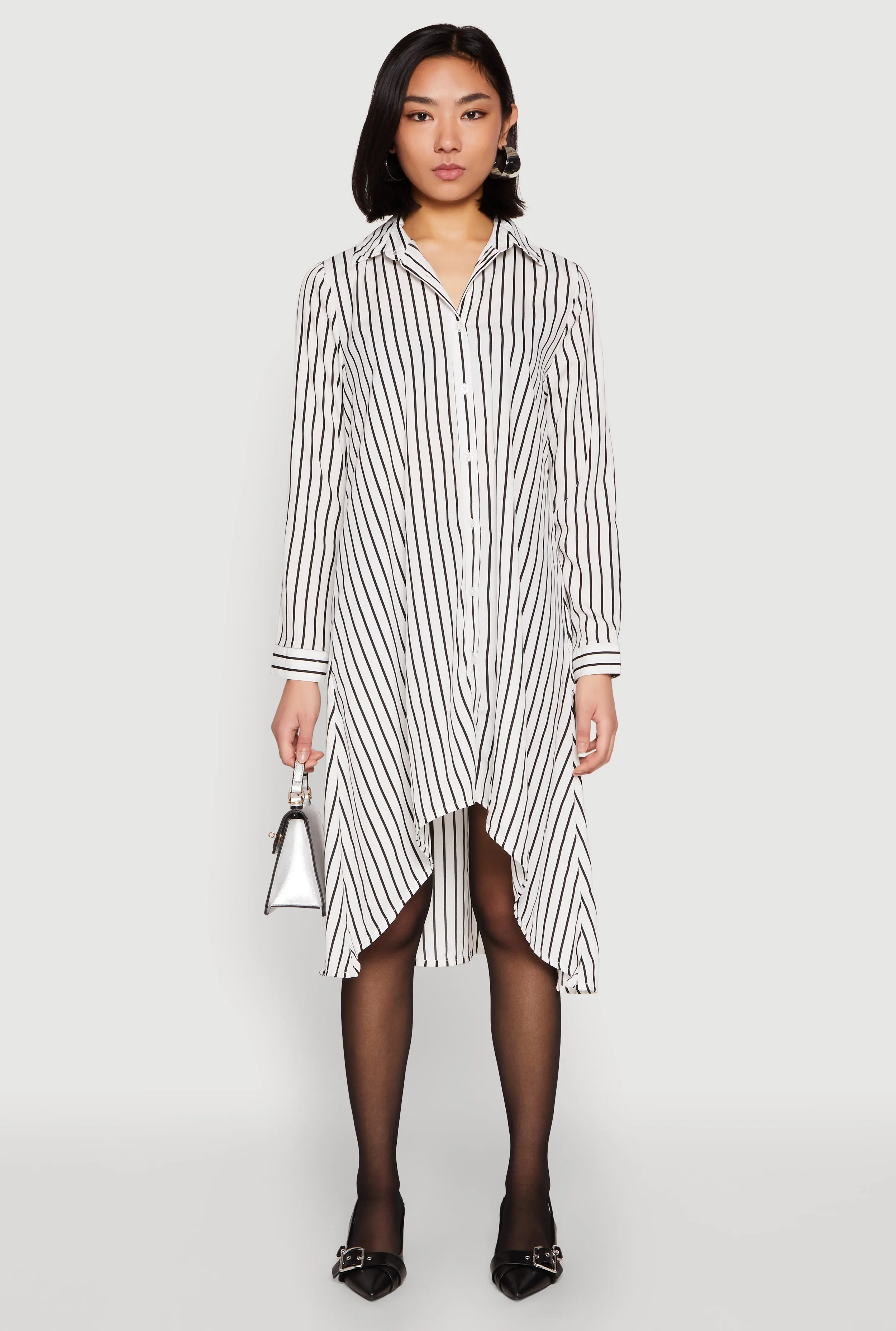 Striped High Low Shirt Dress Season Flow Autumn Leaf