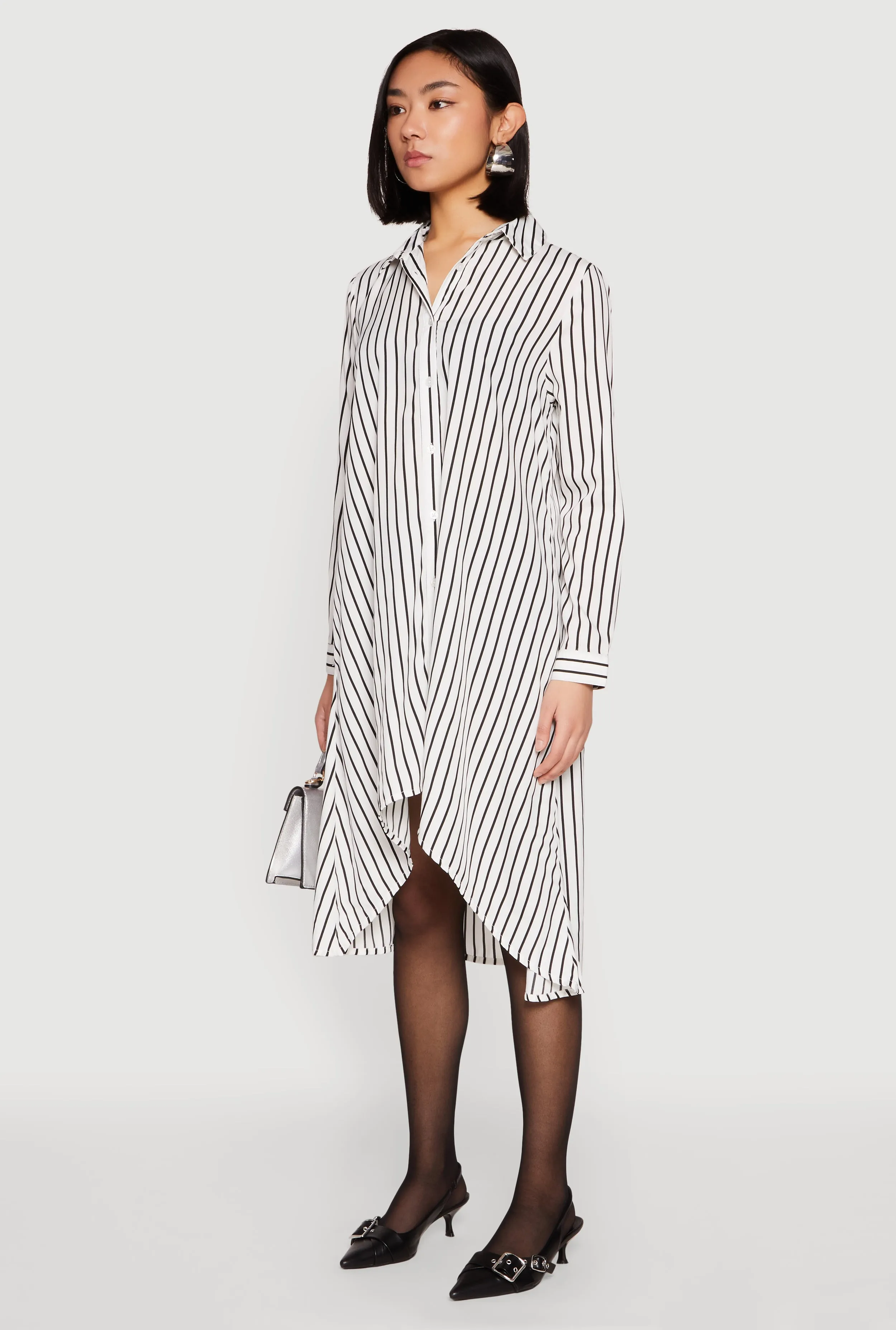 Striped High Low Shirt Dress Timeless Comfort