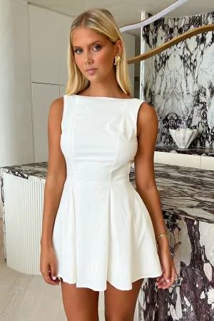 Arora Open Back Mini Dress - White Stylish Fit