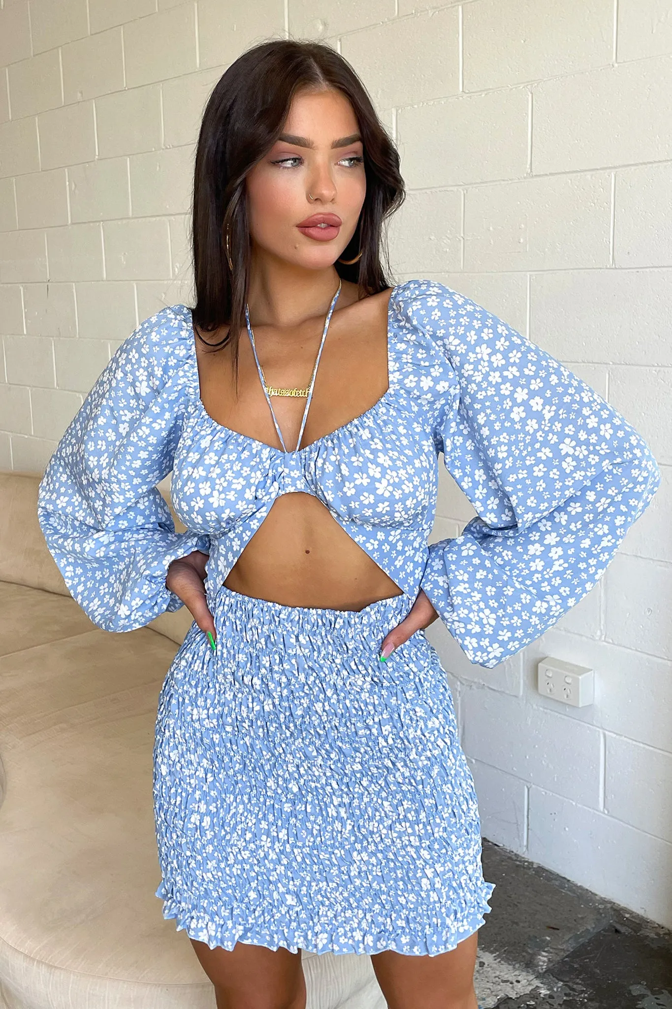 Raina Dress - Blue Floral Casual Fit Look