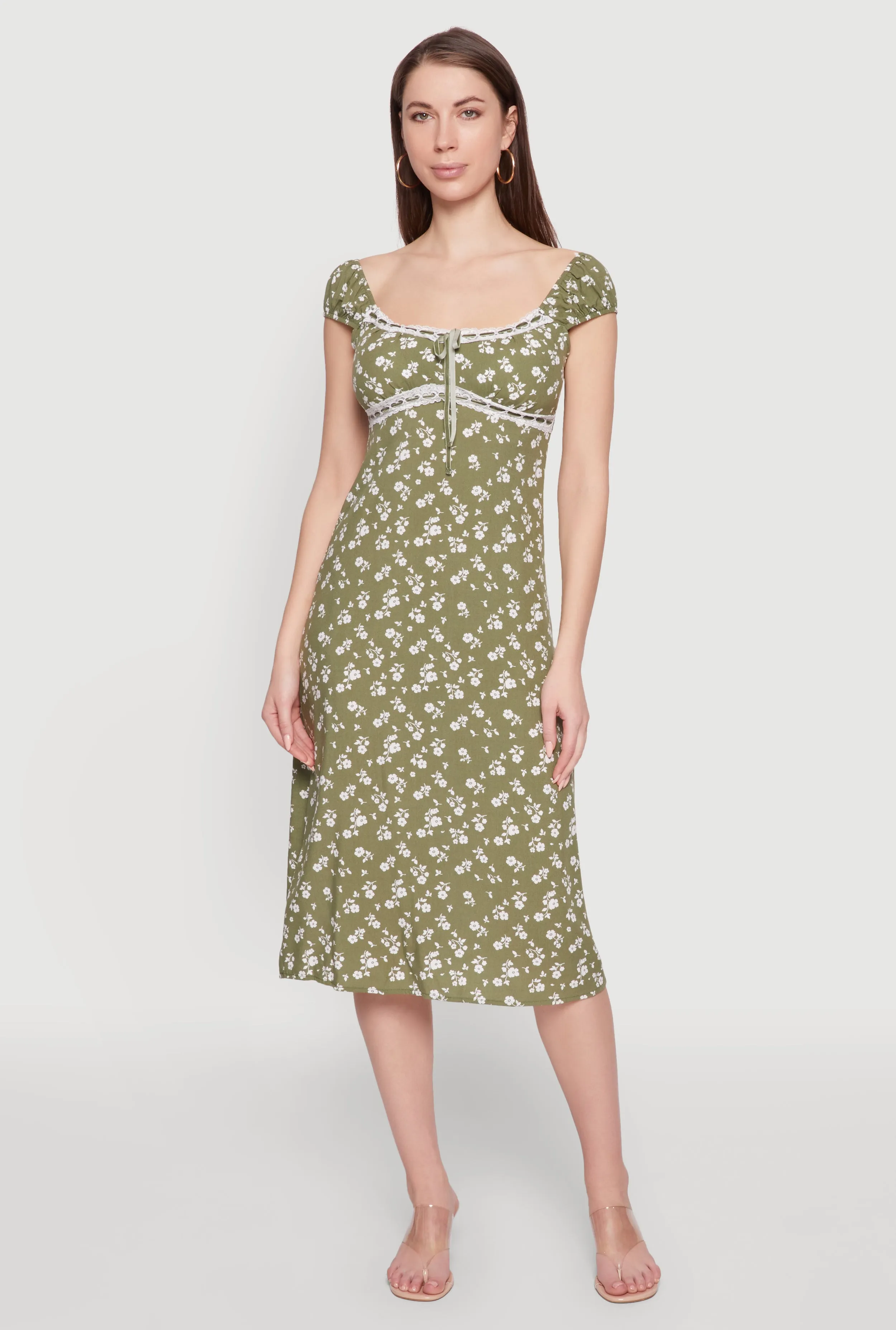 Madden Girl Ditsy Floral Sundress with Lace Details Contemporary Wear One Step Look
