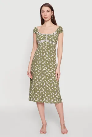 Madden Girl Ditsy Floral Sundress with Lace Details Contemporary Wear One Step Look