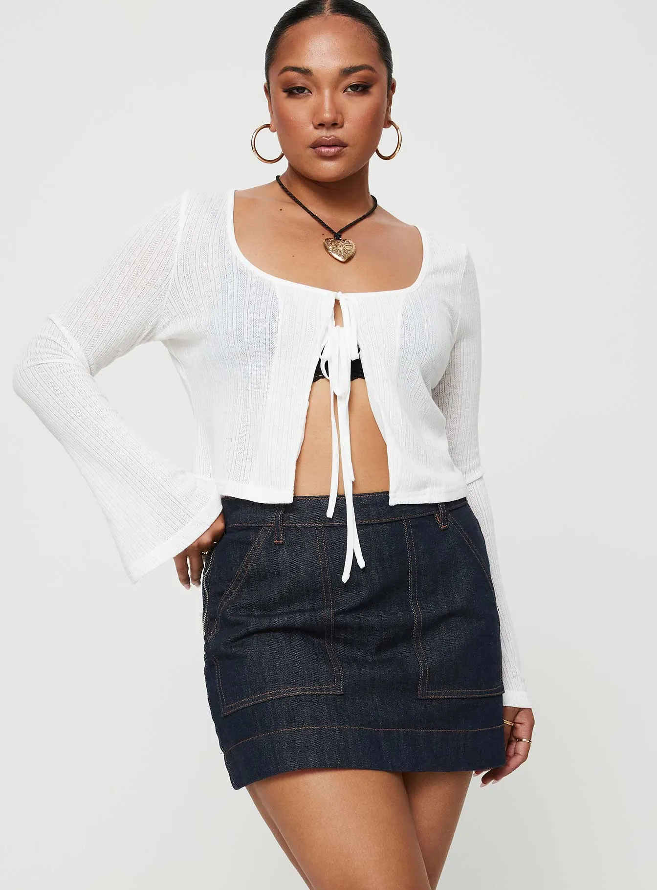 Hughes Mini Skirt Dark Wash Denim Designer Label All Day