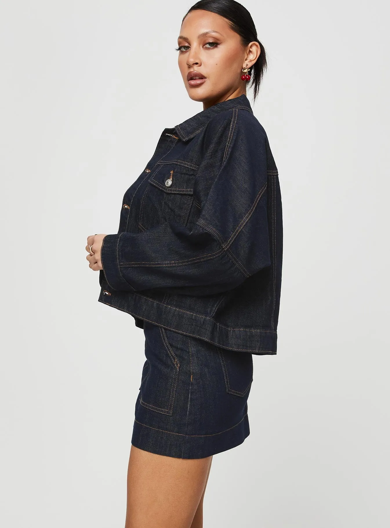 Travel Vibes Hughes Mini Skirt Dark Wash Denim