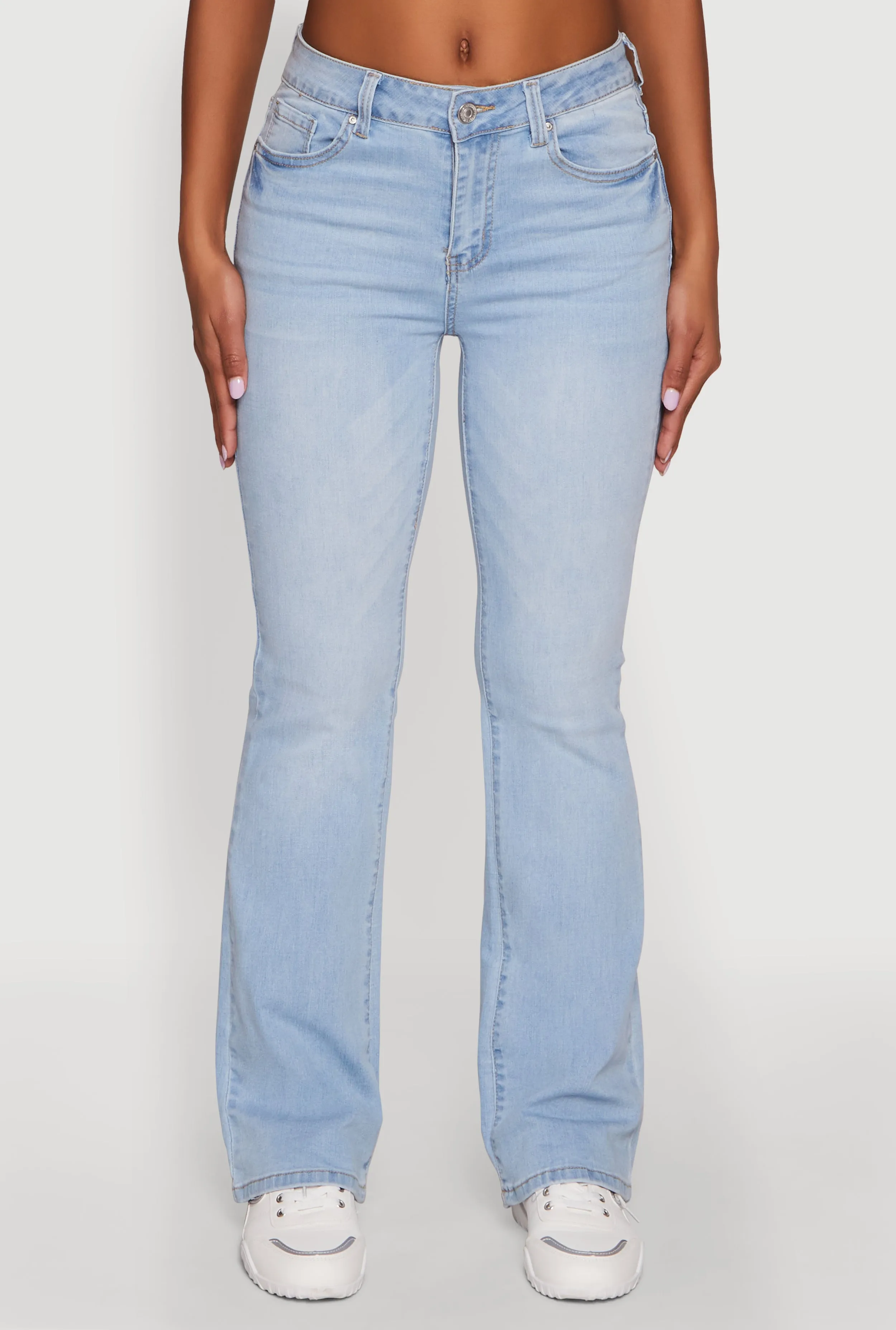 WAX Stretch Flap Pocket Mid Rise Bootcut Jeans Neutral Cut Daily Basic