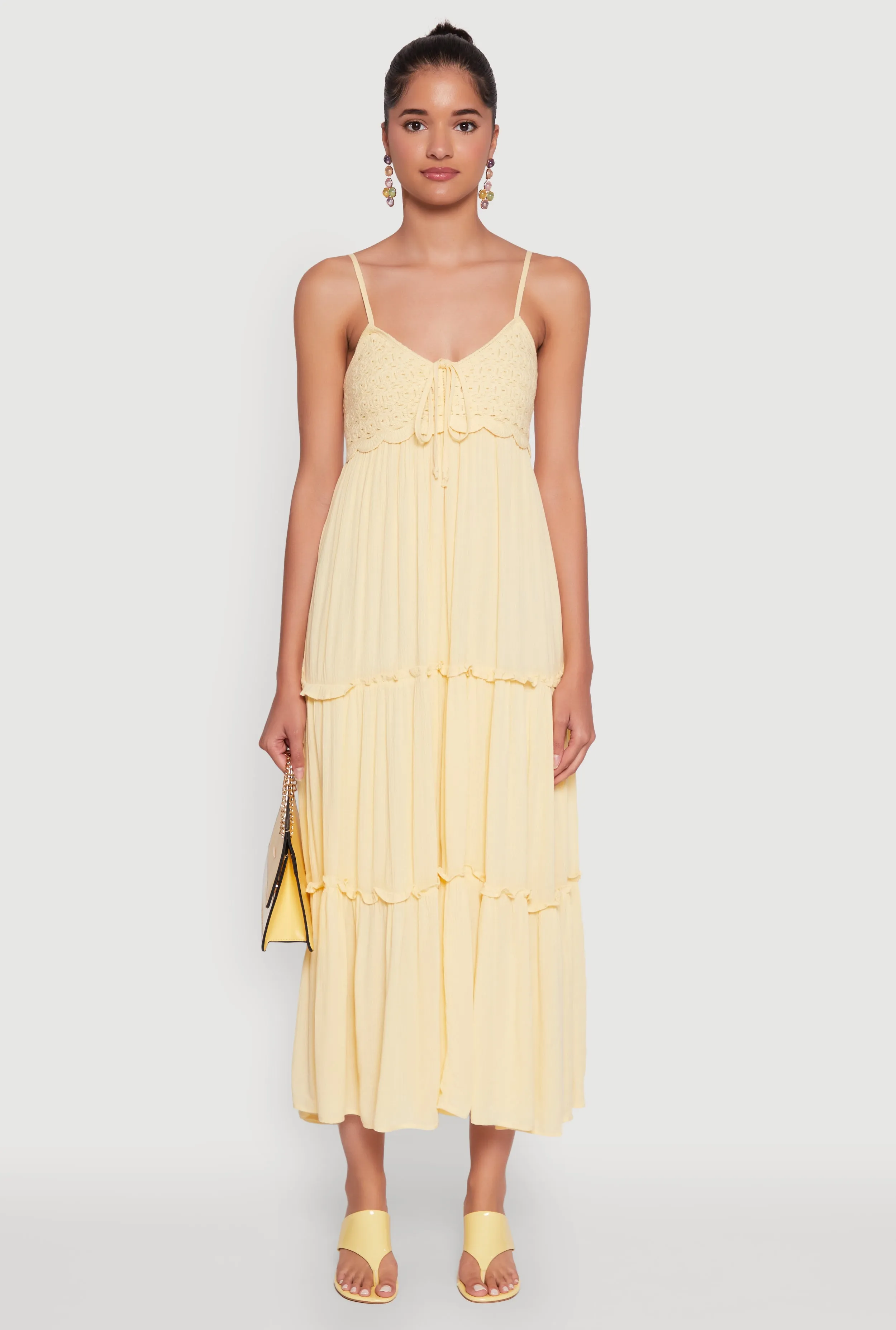 Haute Monde Crochet Detail Tiered Sundress Trendy Appearance Stylish Appearance