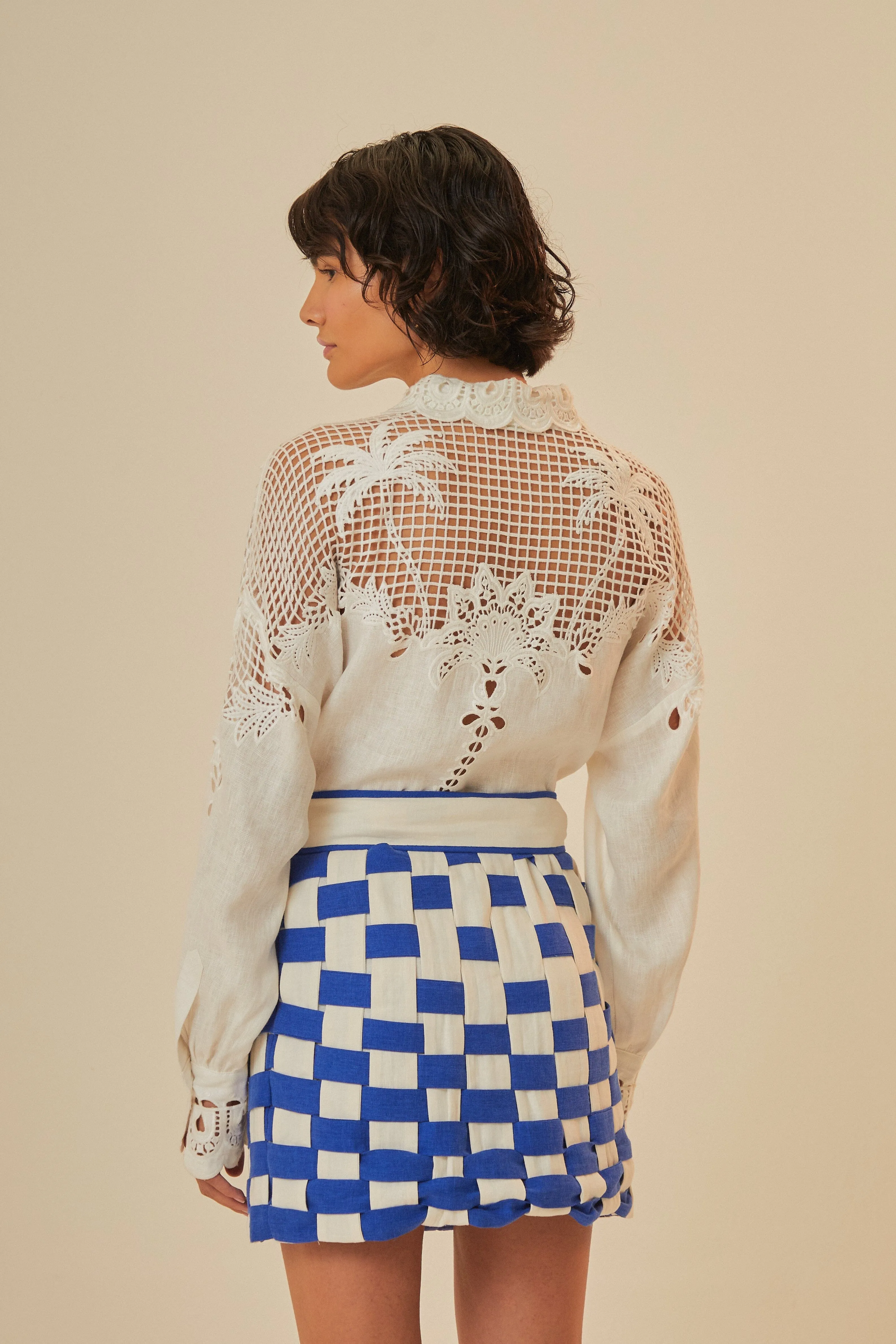 Smart Look Bicolor Interweaving Euroflax? Premium Linen Mini Skirt