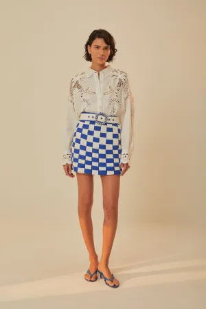 Bicolor Interweaving Euroflax? Premium Linen Mini Skirt Gentle Vibe