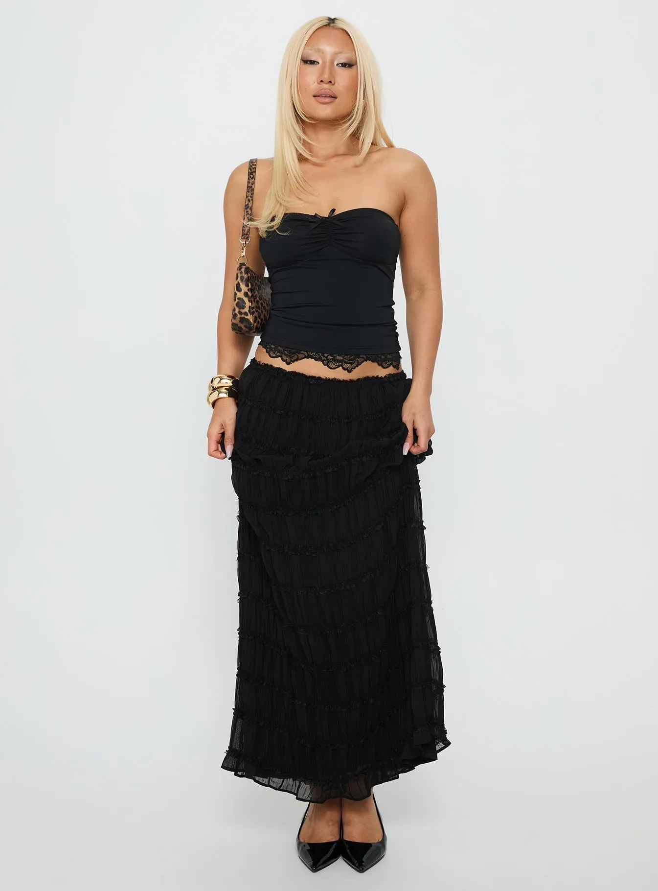 Estefania Maxi Skirt Black Fashion Details