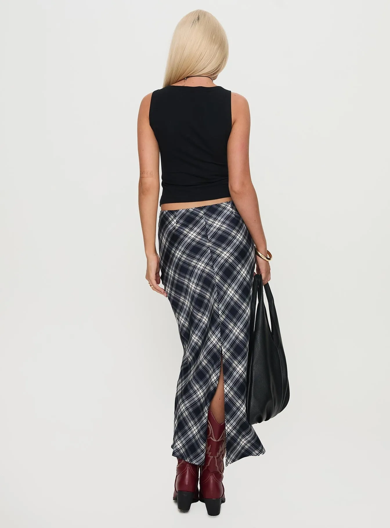 Seasonal special Everlie Low Waist Maxi Skirt Check Multi Petite