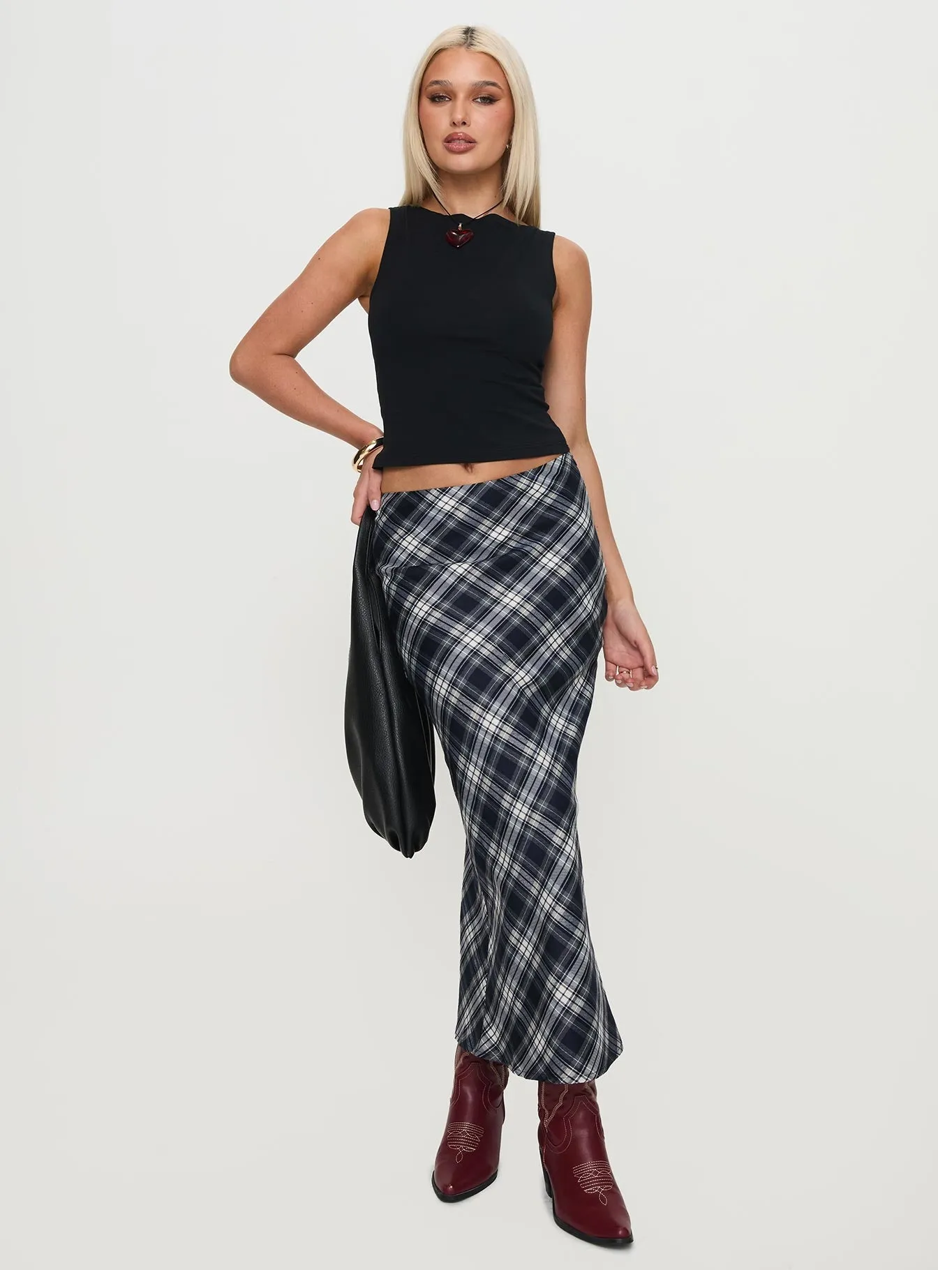 Light Edge Everlie Low Waist Maxi Skirt Check Multi Petite