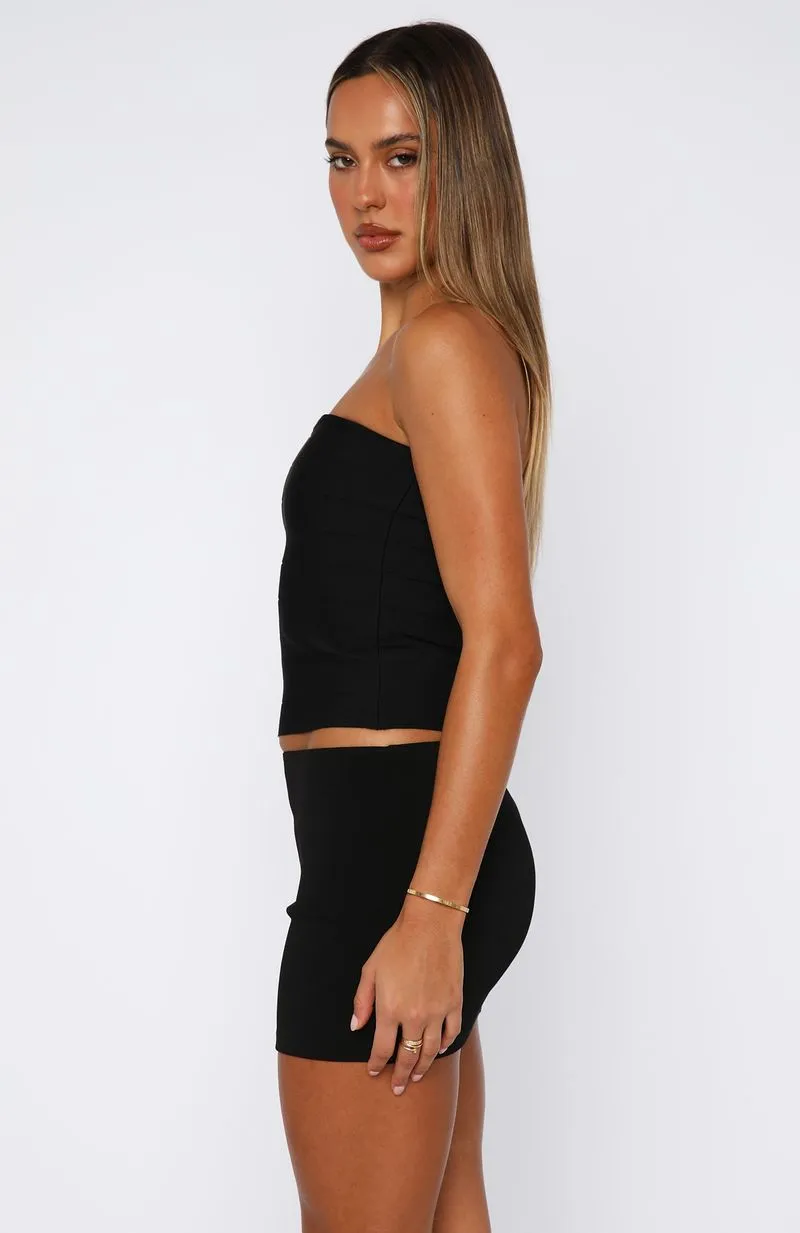 Adjustable Cuff Thought I Was Dreaming Bandage Top Black