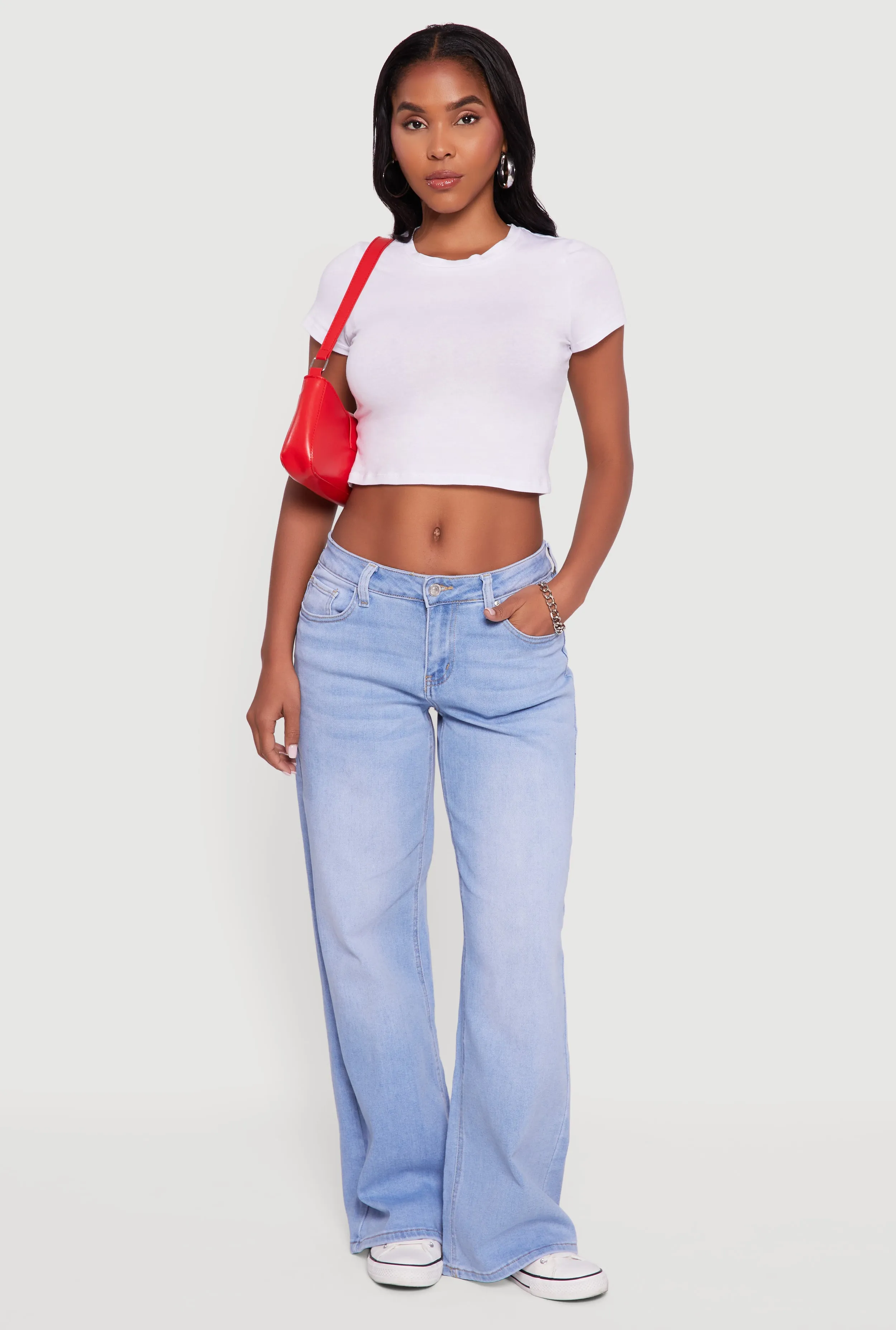 Clean Piece Fashionable Touch WAX Low Rise Wide Leg Stretchy Jeans