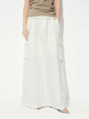 Stylish Finish Back Slit Drawstring Skirt