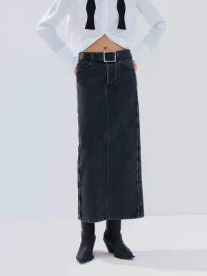 Graceful Look Straight Cut Denim Skirt