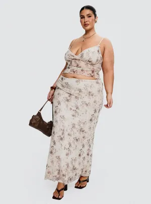 Synthetic Blend Vibe Shot Shepherd Maxi Skirt Floral Multi Curve