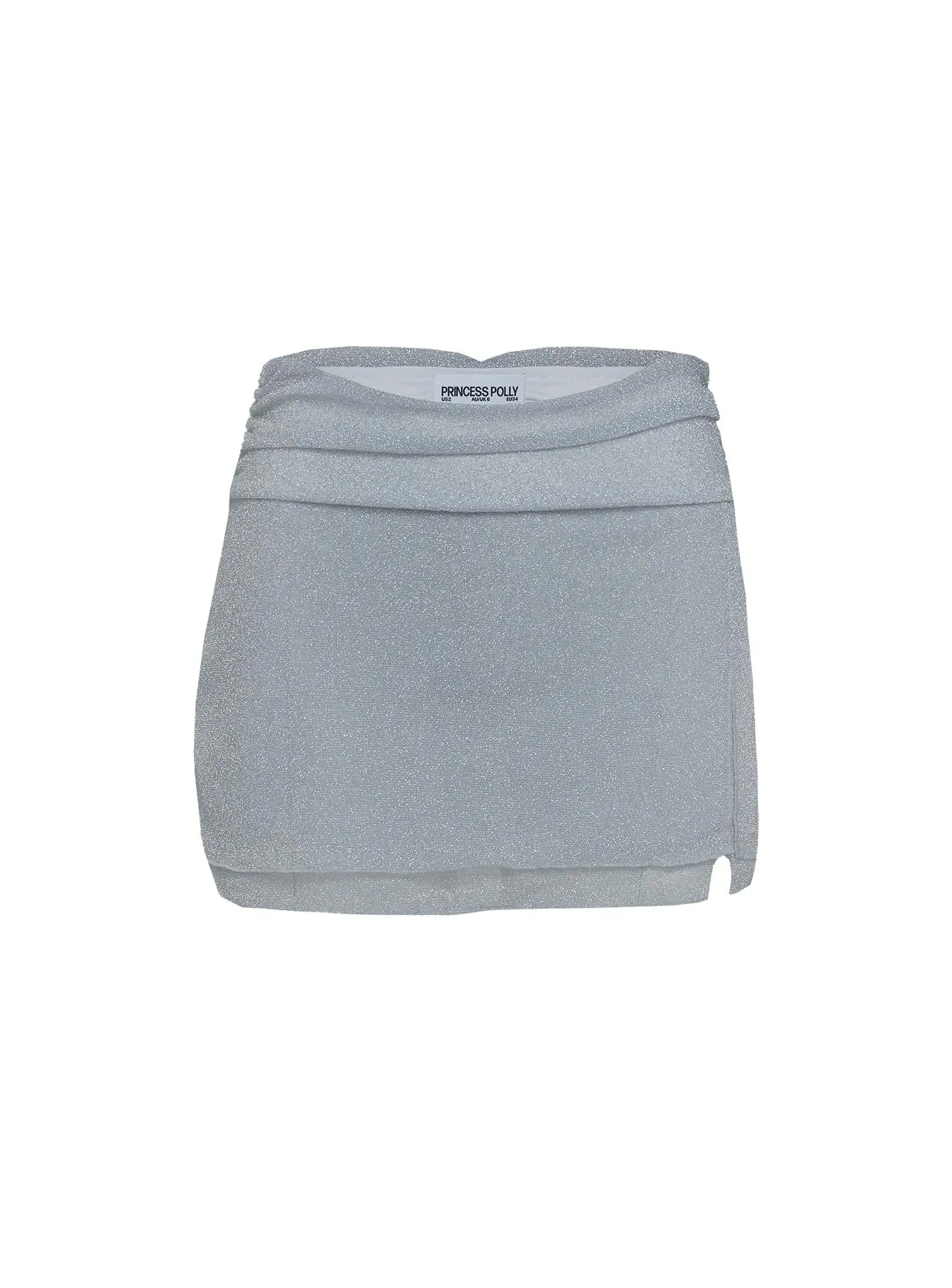 Flattered Shimmer Mini Skirt Silver Patchwork Design Knee Length