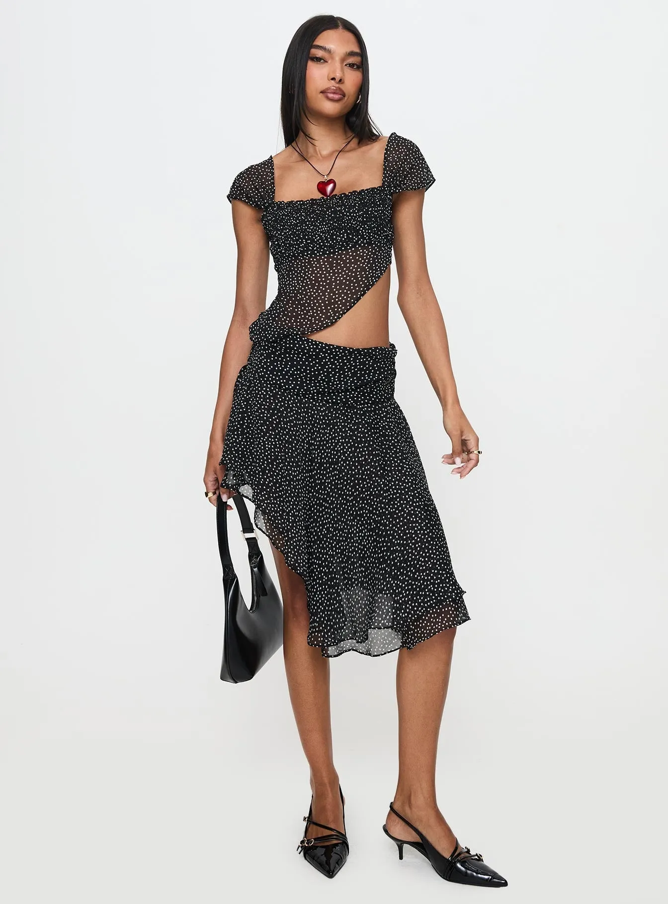 Simple Layers Legacy Midi Skirt Onyx Polka