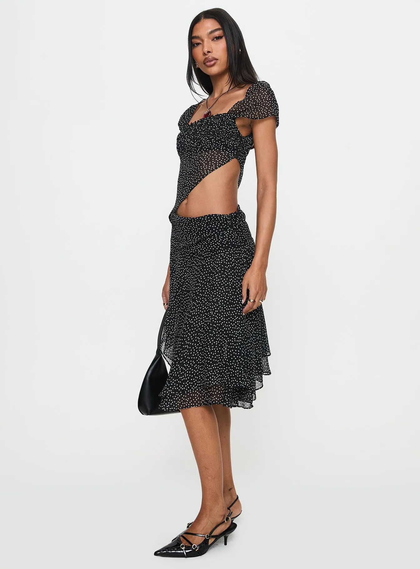 Legacy Midi Skirt Onyx Polka Structured silhouette