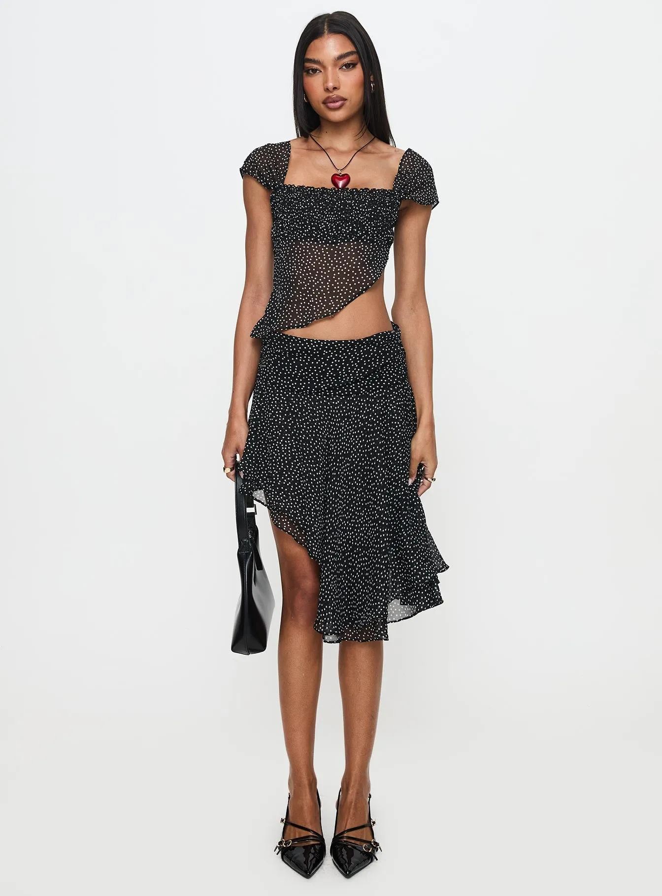 Easy Combo Light Touch Legacy Midi Skirt Onyx Polka