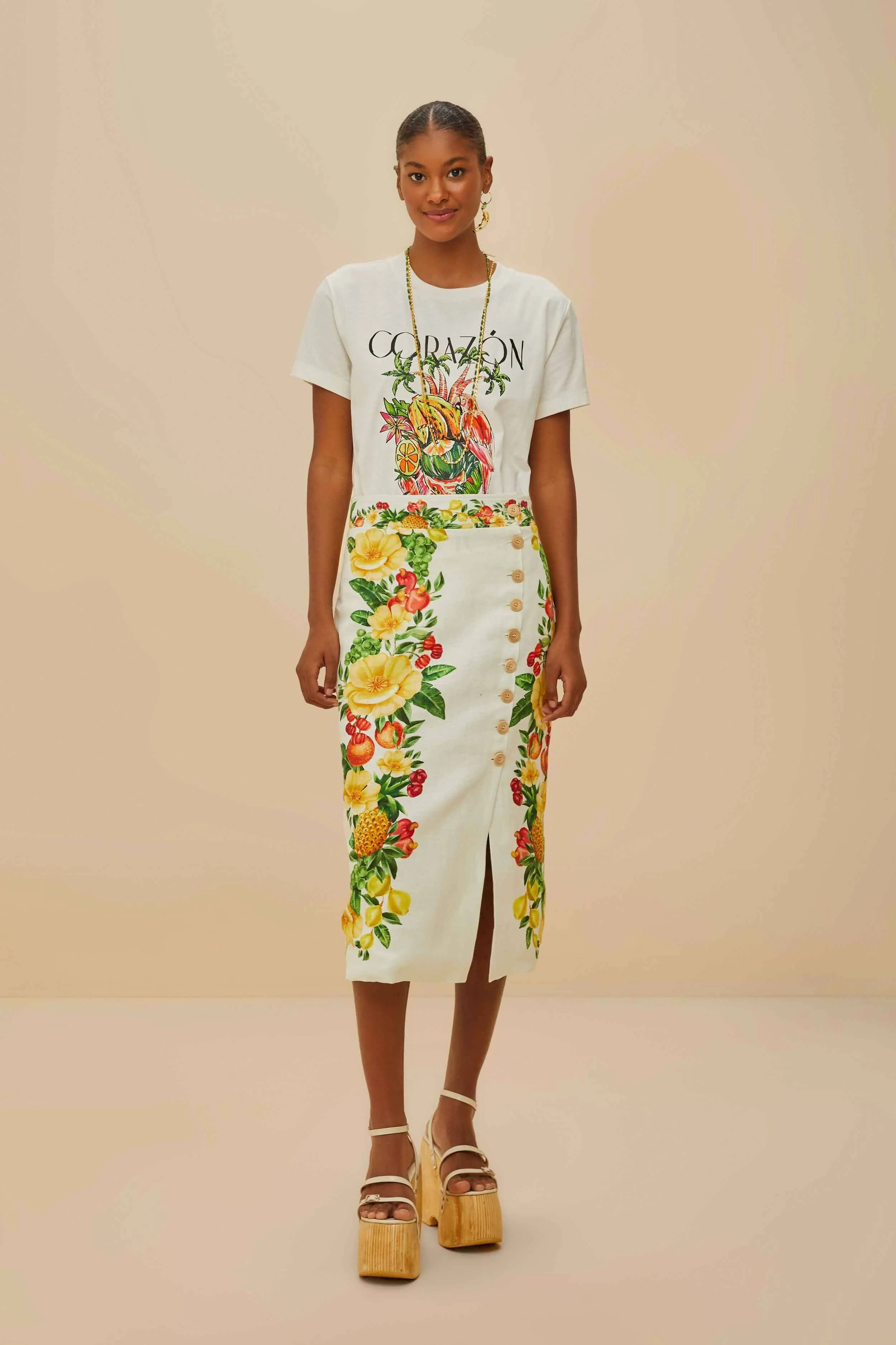 Off-White Coraz??n Tropical Organic Cotton T-Shirt QuickAccessPockets DurableCoverstitch