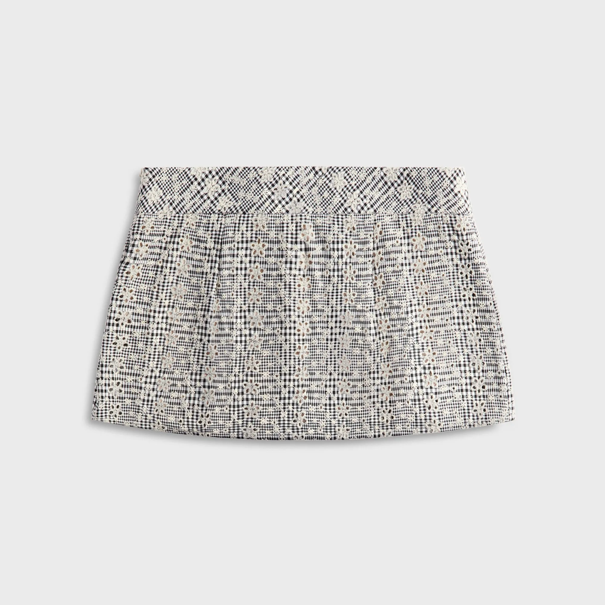 GUIZIO Floriane Gingham Mini Skirt with Shorts - Black / White Detail Focus Clean Fit