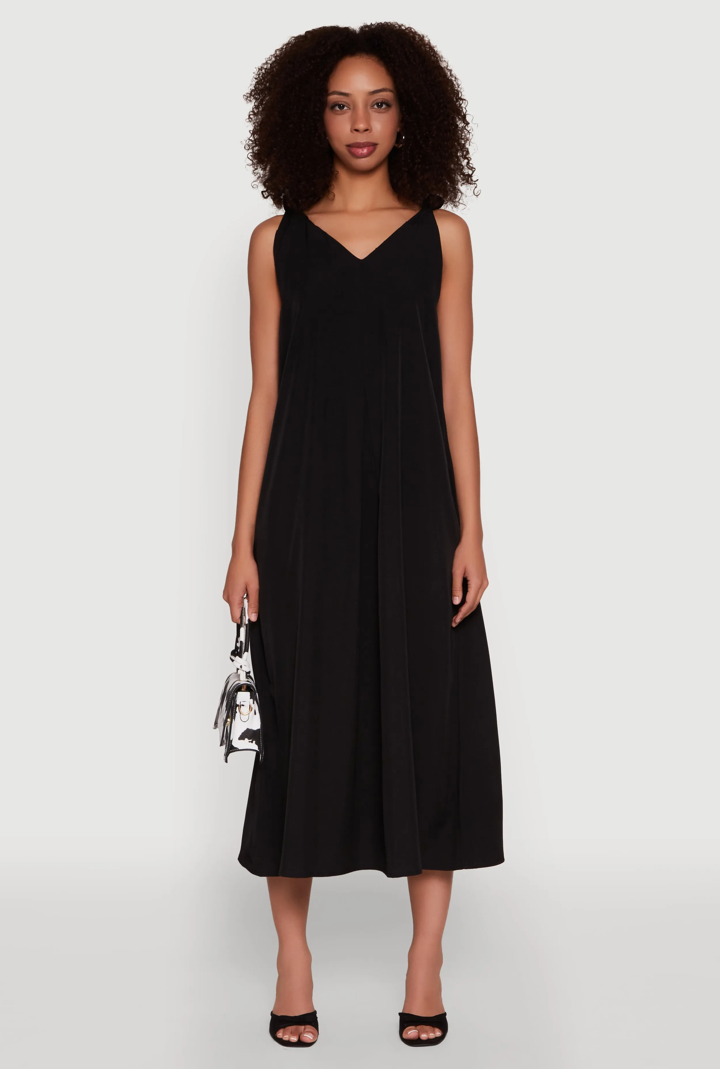 Bridge Walk Candle Glow Chic V-Neck Knot Strap Pleated Detail Sundress for Summer