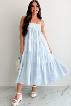 Twilight Glow Sleeveless Tiered Maxi Dress (Light Blue) Sun Bay