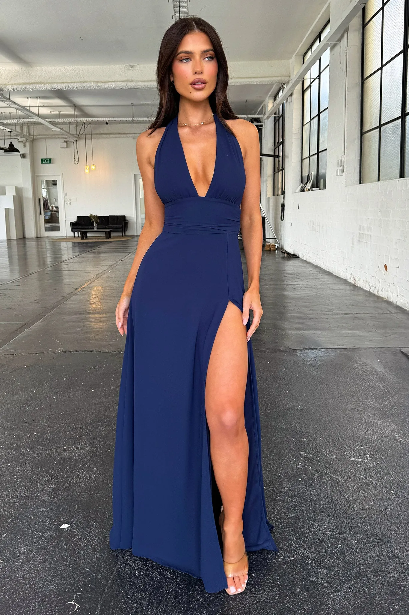 Elenor Maxi Dress - Navy Maxi dress with belt