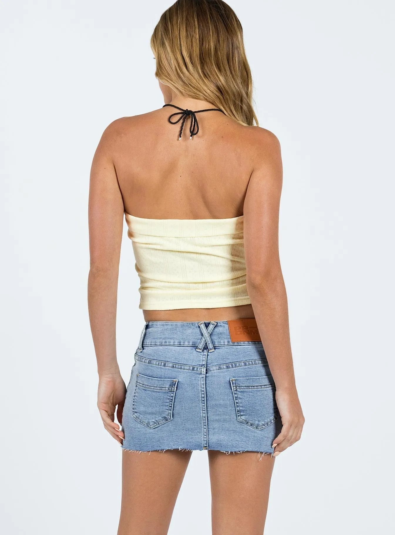 Family Celebration Faya Low Rise Mini Skirt Light Wash Denim