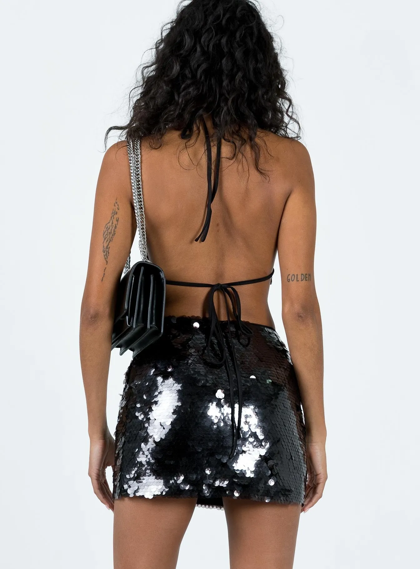 Hannam Mini Skirt Black Vibrant Flow Hidden Zipper