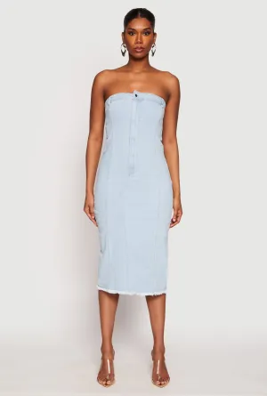 Haute Monde Denim Pintuck Tube Dress Self expression Daily Office
