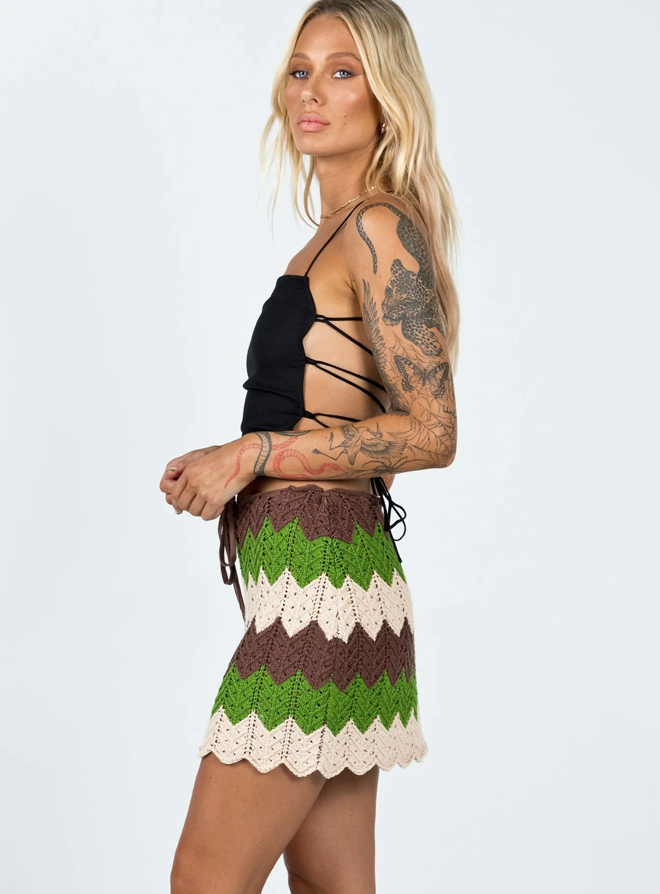 Pahoma Crochet Mini Skirt Multi Non Irritating Seams Curvy Fit