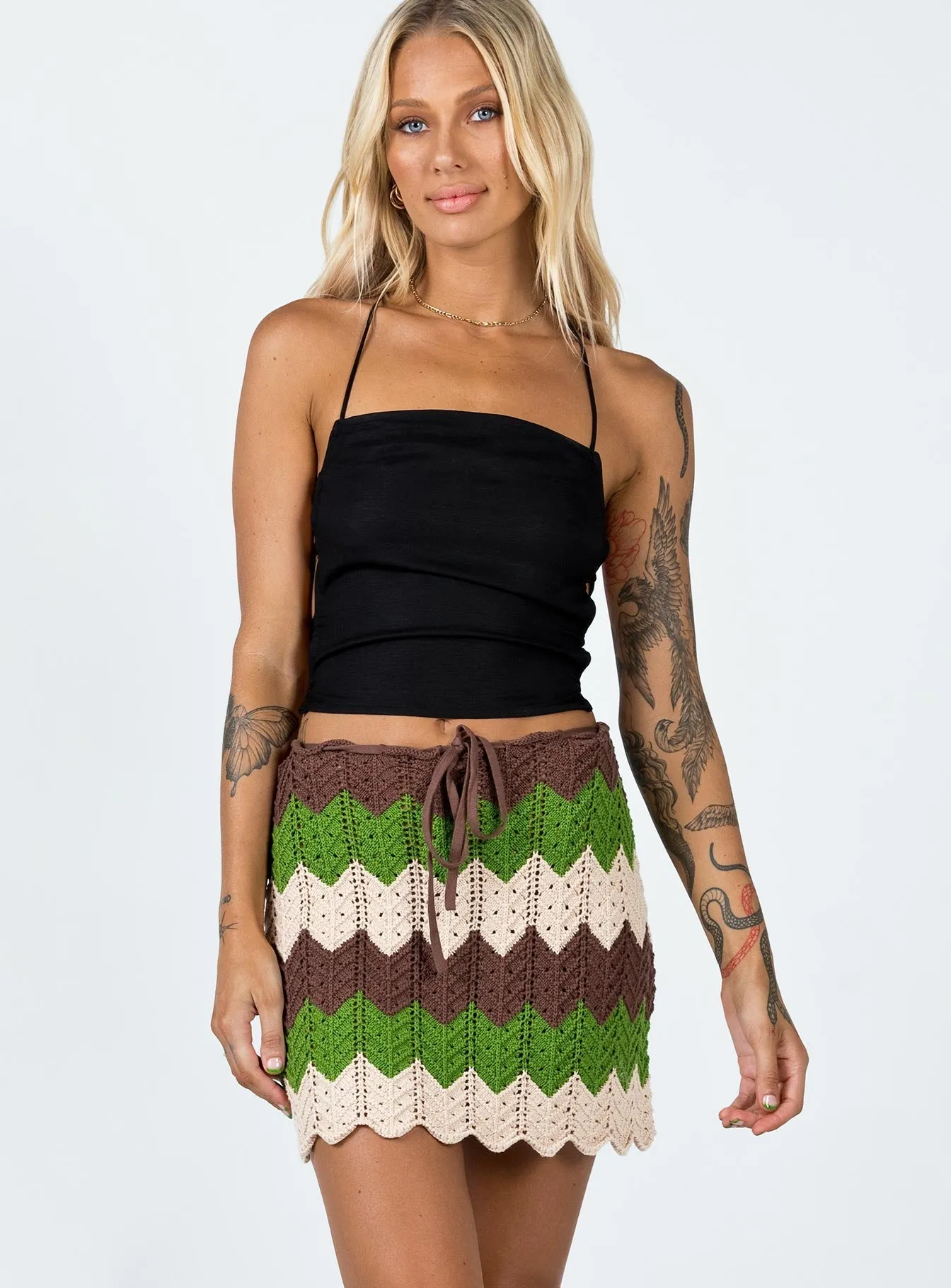 Pahoma Crochet Mini Skirt Multi Invisible Seams Light Motion